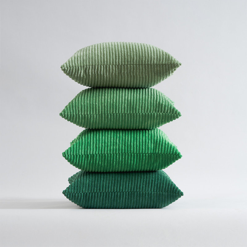 Corduroy Striped Corduroy Pillow Cover Square Modern Gradient Pillow Cases for Sofa,  Decorative Cushion Cover, Green