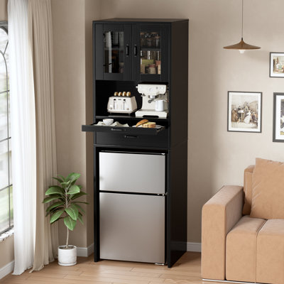 Coffee Bar With Mini Fridge Space And Microwave Shelf by Latitude Run