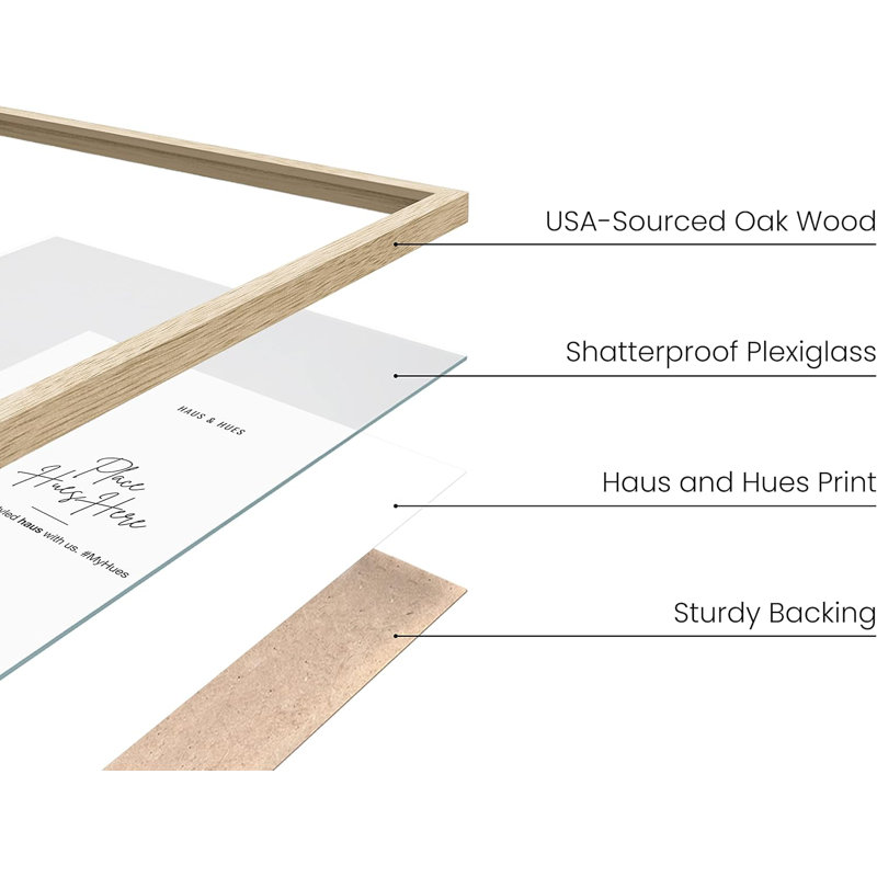 Wood Picture Frame - Set of 4, 20" x 20" with mat for 16" x 16", Beige