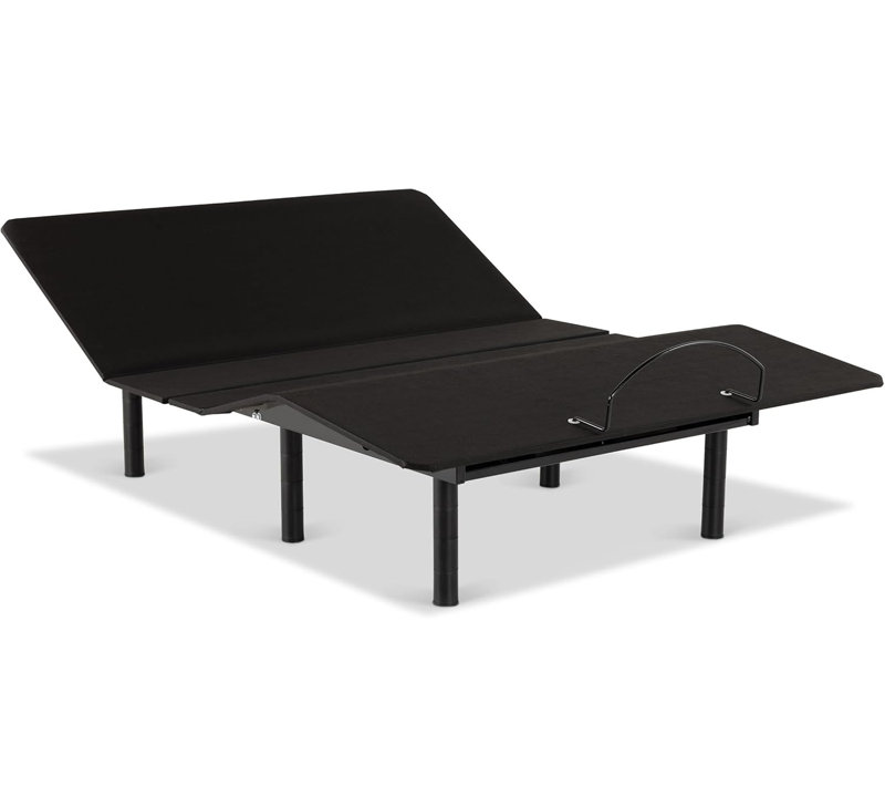 Adjustable Bed Frame Base - Foldable, Zero Clearance Foundation | Head & Foot Articulation, Bluetooth Remote with Programmable Memory & Flashlight, Black, 
