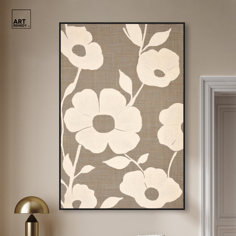 Décoration murale florale Minimalist Bloom par Art Remedy, cadre noir, 36 x 54, H 55 po x l 37 po, Structure noire