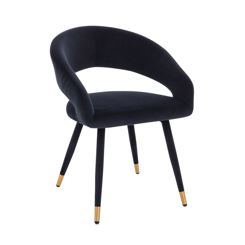 Chaise parsons rembourrée en velours Kyliam, Velours noir, Noir