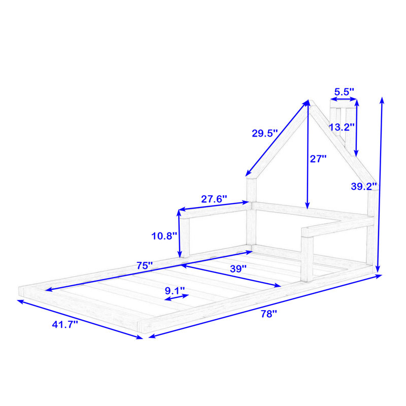 Twin Wood House Shape Bed, White