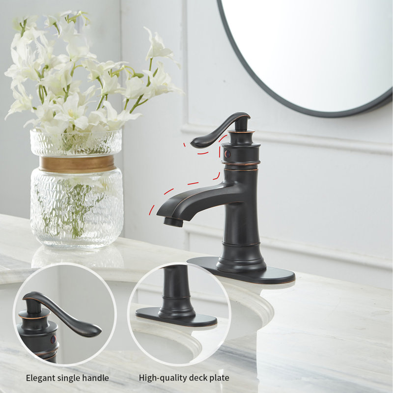 Single-Hole Single-handle Bathroom Faucet with Drain Assembly, Oil Rubbed Bronze