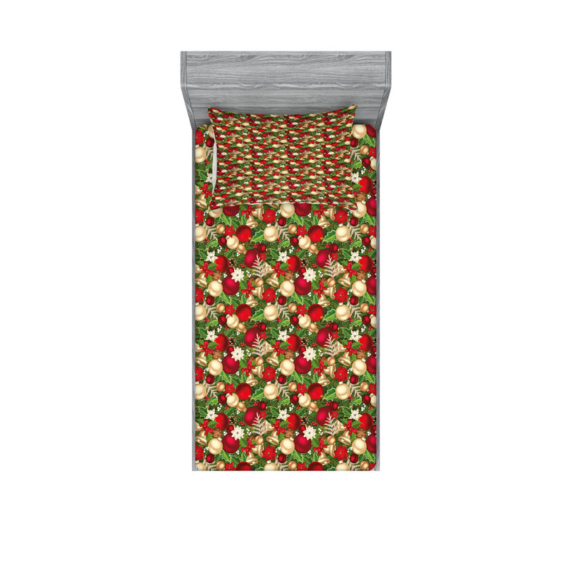 Multicolore drap-housse et coussin décoratif Ambesonne, Ensemble de draps pour lit simple + 3 pièces supp