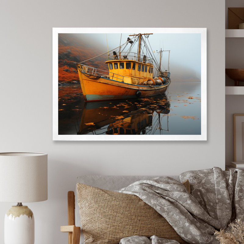 Canada Misty Harbor - impression, H 12 po x l 20 po x P 1 po, Cadre photo blanc