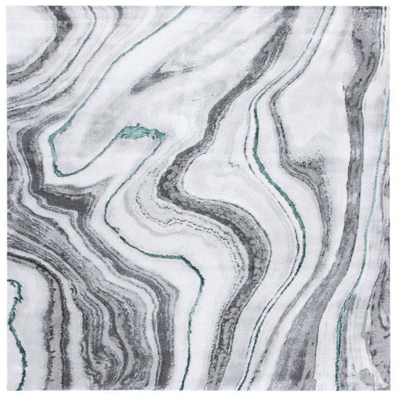 Fluery Performance Abstract Rug, Square 6'7"