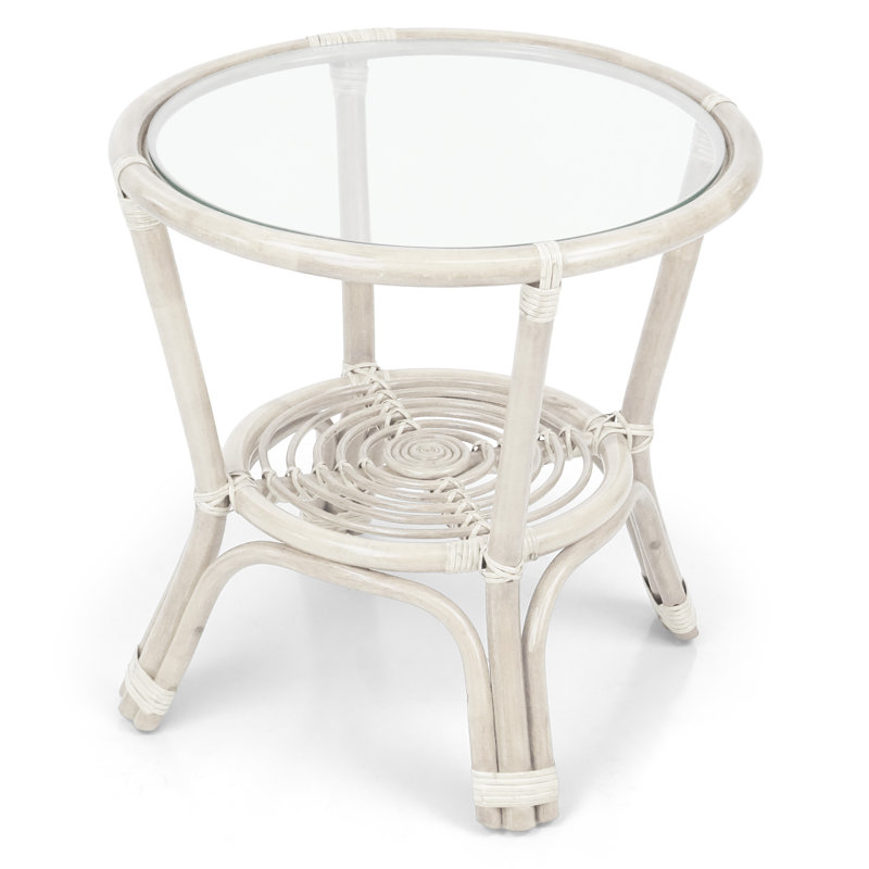 Eukleides Glass Tray Top End Table, White
