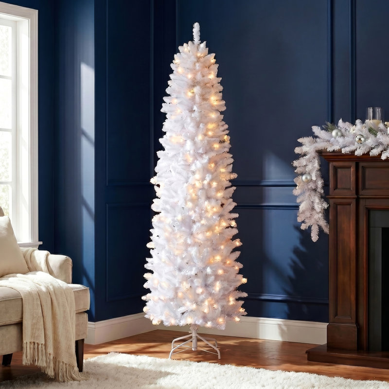 7.5'Led Pencil Snowball Spruce Tree x1107T 30"D 400L