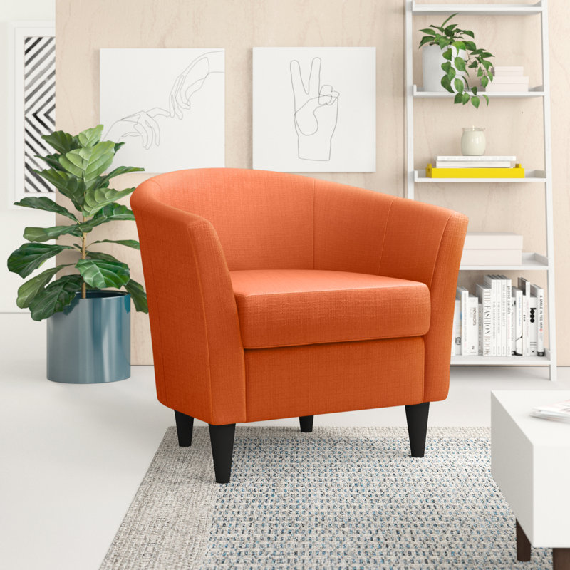 Fauteuil demi-tonneau l 31,5 po Kronos, Tissage safran Klein Klein, Noir