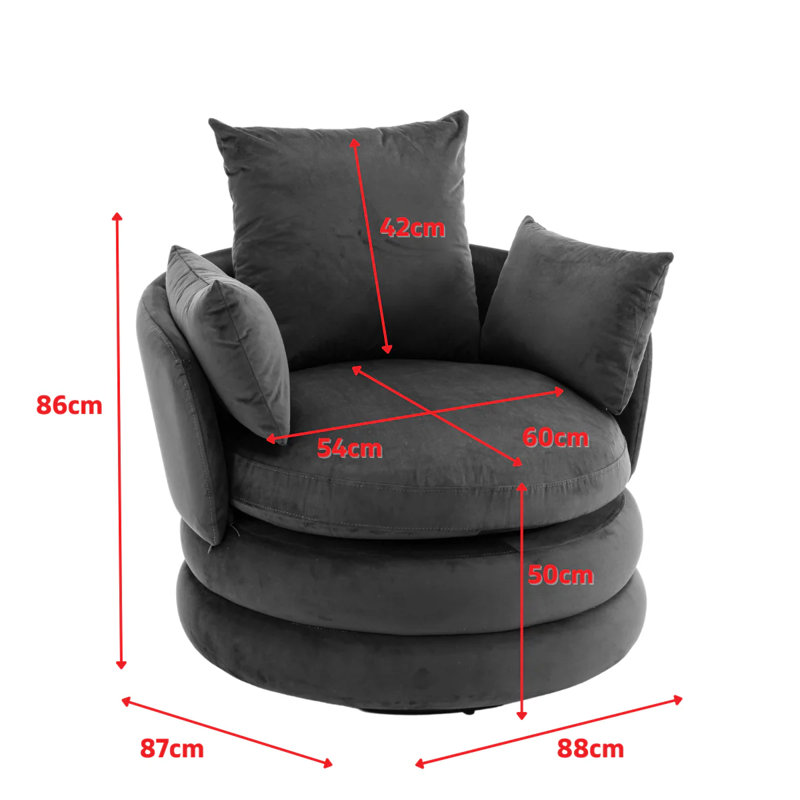 Upholstered Swivel Barrel Chair, Purple Velvet