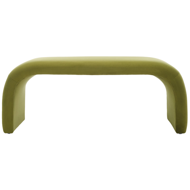 Andee Velvet Upholstered Bench, Olive Velvet