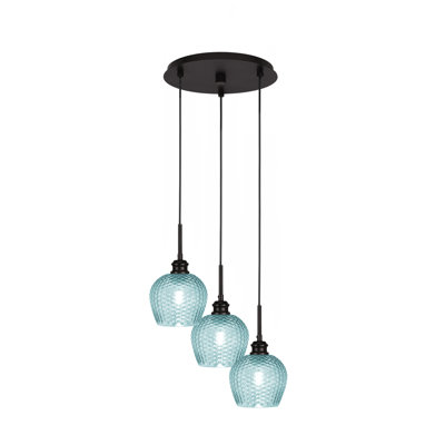 Edge 3 Light Cluster Pendalier Shown With 6" Textured Glass
