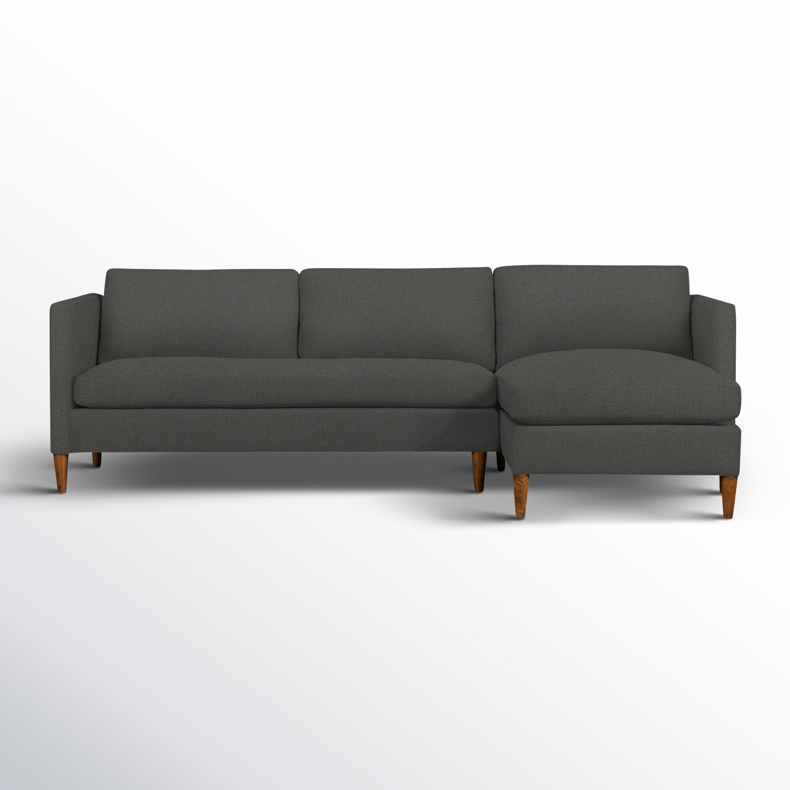 Clifford Chaise Sectional, Zuma Charcoal Textured Linen, Right Hand Facing