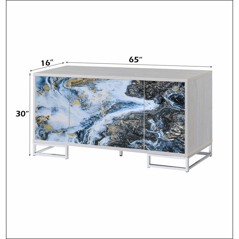 Console Liam Blue Marble Paint & Chrome