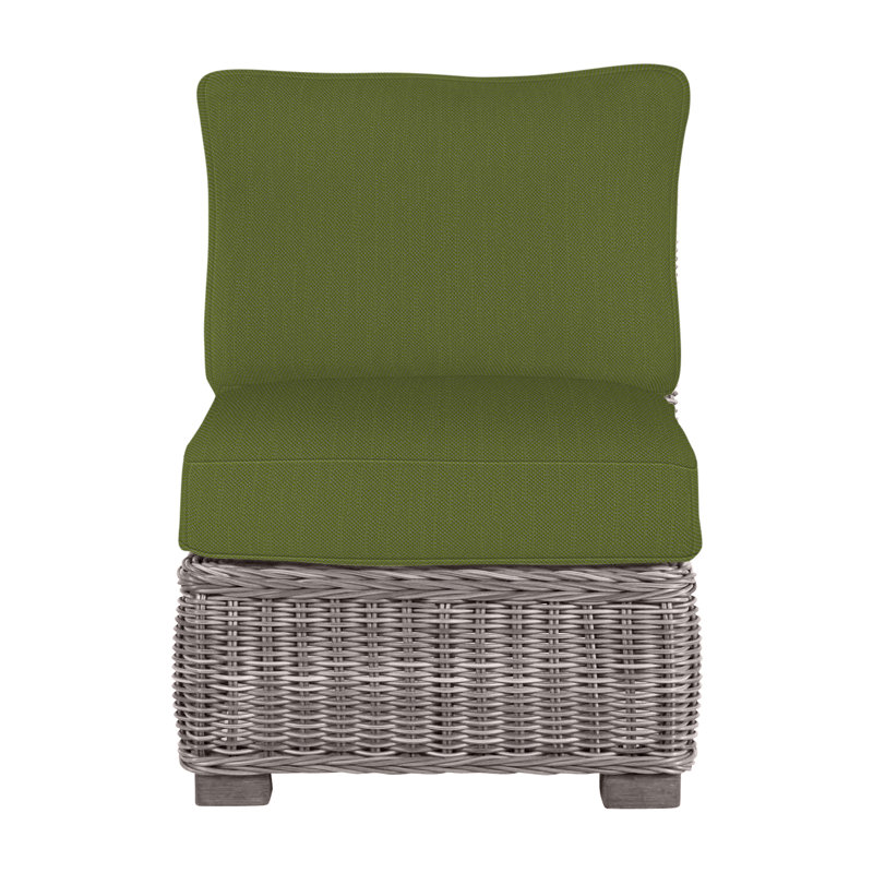 Fauteuil de chambre modulaire d'extérieur en résine tressée rustique N-Dura, Pas de soudure, Huître, Forêt de lin
