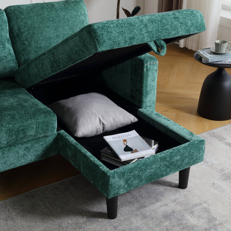 Canapé-lit modulaire réversible Munos, Chenille verte