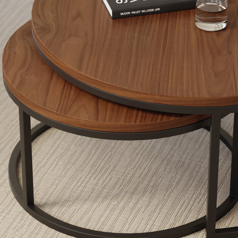 Meuble télé extensible et table basse gigogne, Brun