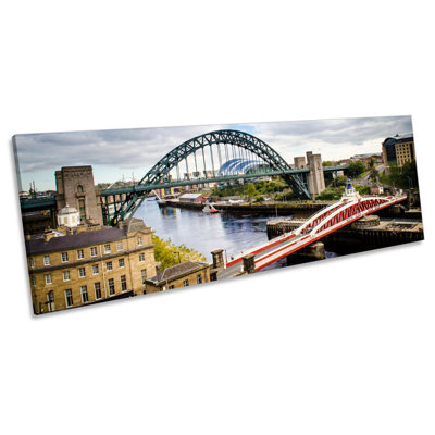 Newcastle Quayside Tyne Bridge - Wrapped Canvas Panoramic Print