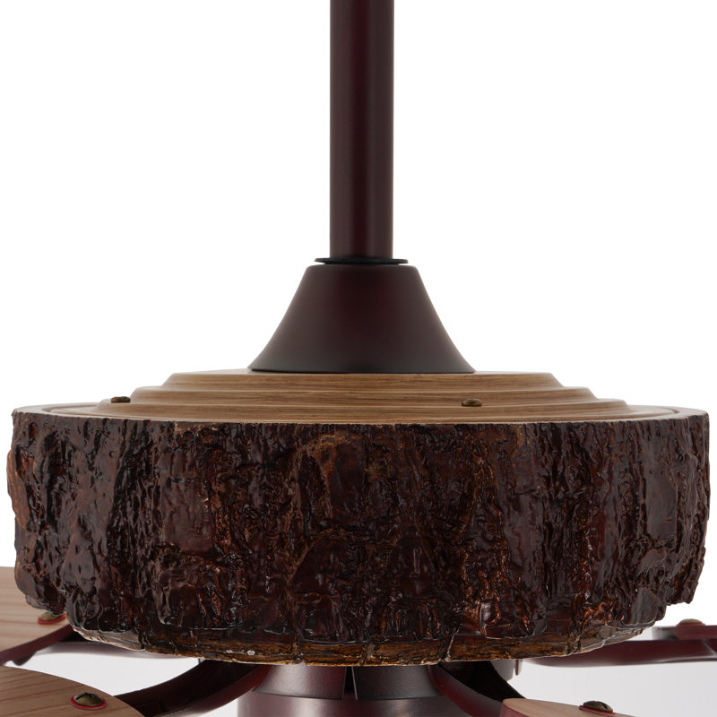 52" Rustic Ceiling Fan With Remote Control, 6 Fan Speeds, Reversible, Timer & Mute Motor