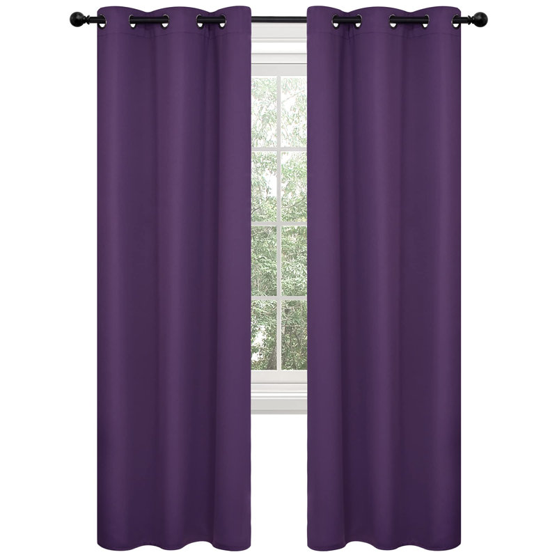 Thermal Insulated Room Darkening Grommet Curtain Panels (Set of 4), 42" W x 63" L, Black
