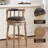 Height Swivel Stool with Back, Top-Grain Leather Upholstery, Solid Wood Legs, Beige-1067613519-1054112357