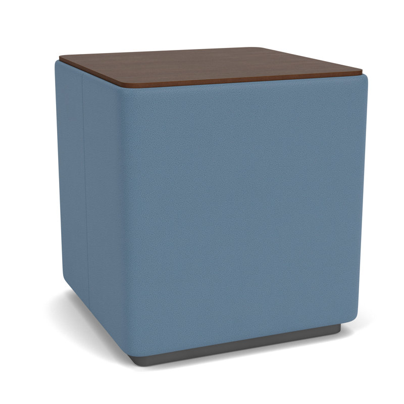 Table de bout avec plateau en stratifié Darsey, Noyer Riftwood, 20", Gris anthracite; portes ouvertes bleu carrière