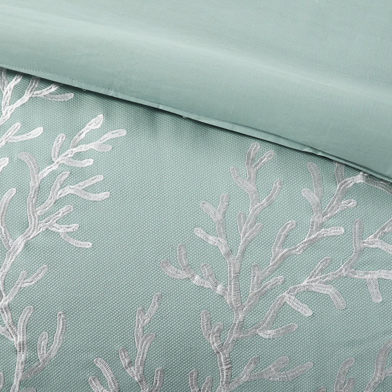 Édredon grand en coton avec bourre et bordure corail, Édredon grand