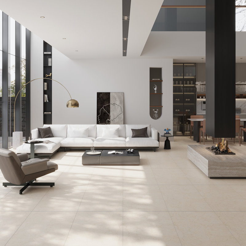 Regalia 24x48 in. Crema Beige Matte Porcelain Marble-look Vein Large Wall and Floor Tile (15.5 sq ft/case, 2-Pack)
