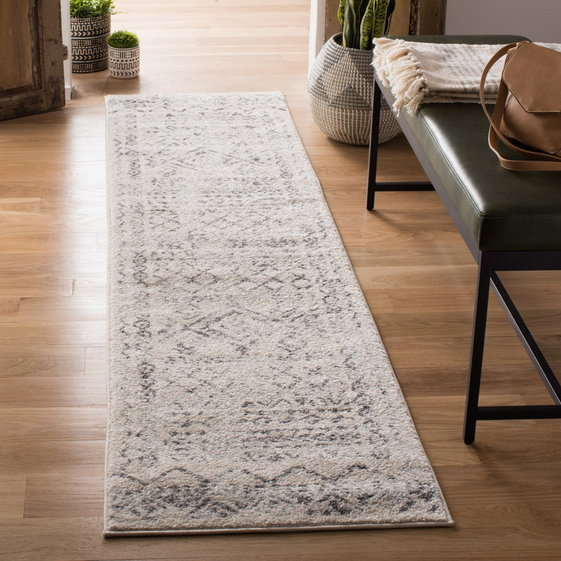 Canis Geometric Ivory/Grey Rug, Runner 61 x 213cm