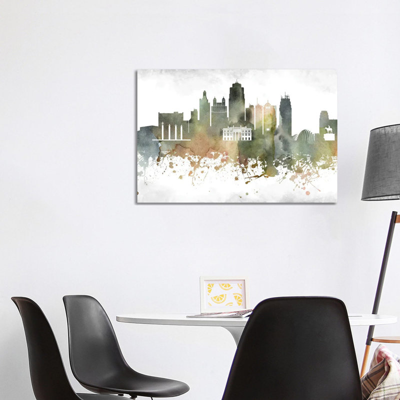 Kansas City Skyline by WallDecorAddict - Wrapped Canvas Painting, 66.04cm H x 101.6cm W x 1.905cm D