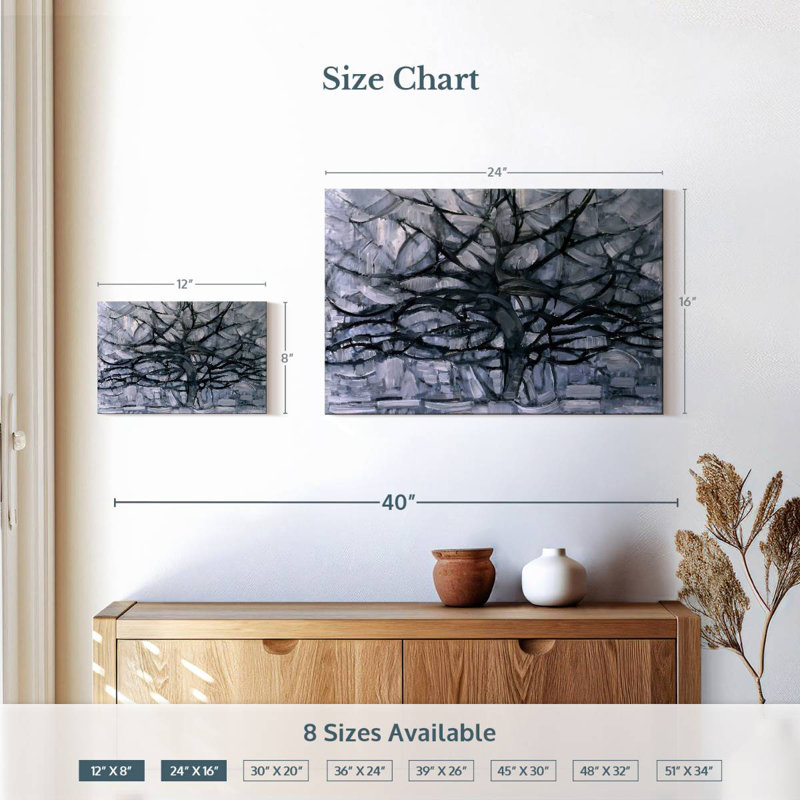 Arbre gris, H 16 po x l 24 po
