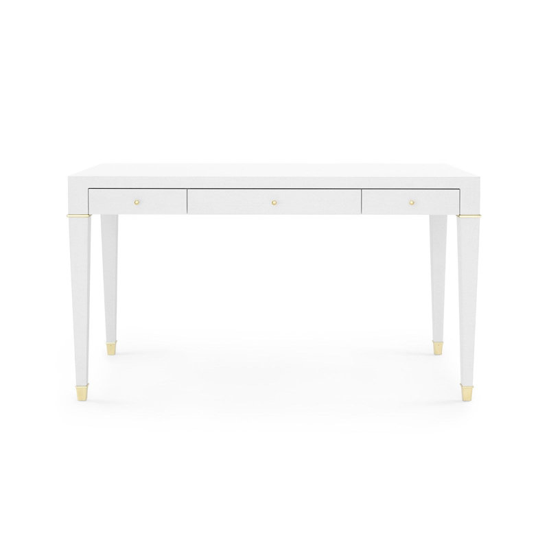 Claudette Writing Desk, White/Brass