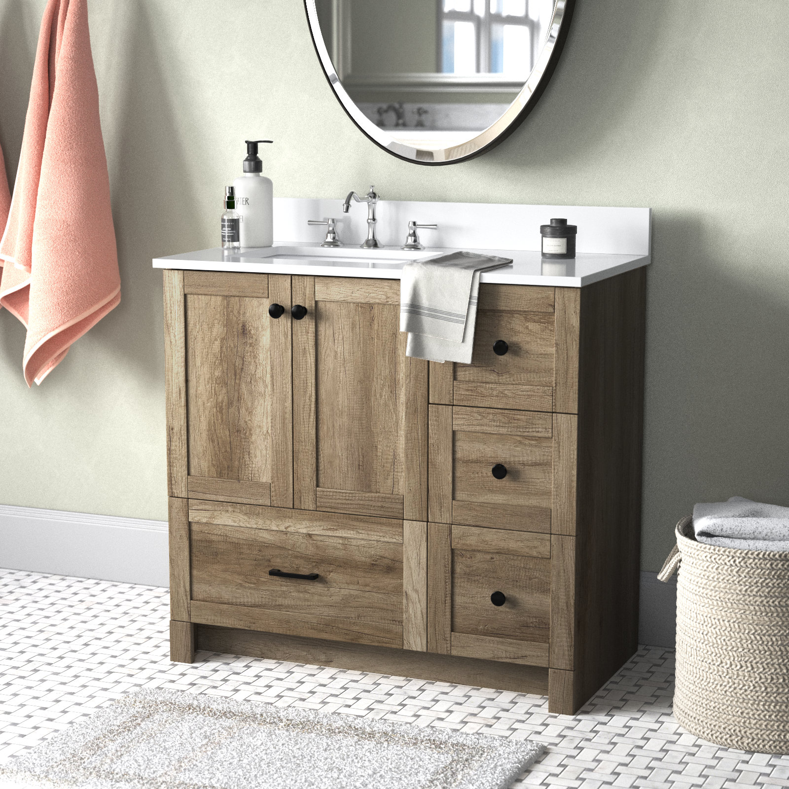 Wonline 18 inch Bathroom Vanity for Small Space Cabinet Farmhouse