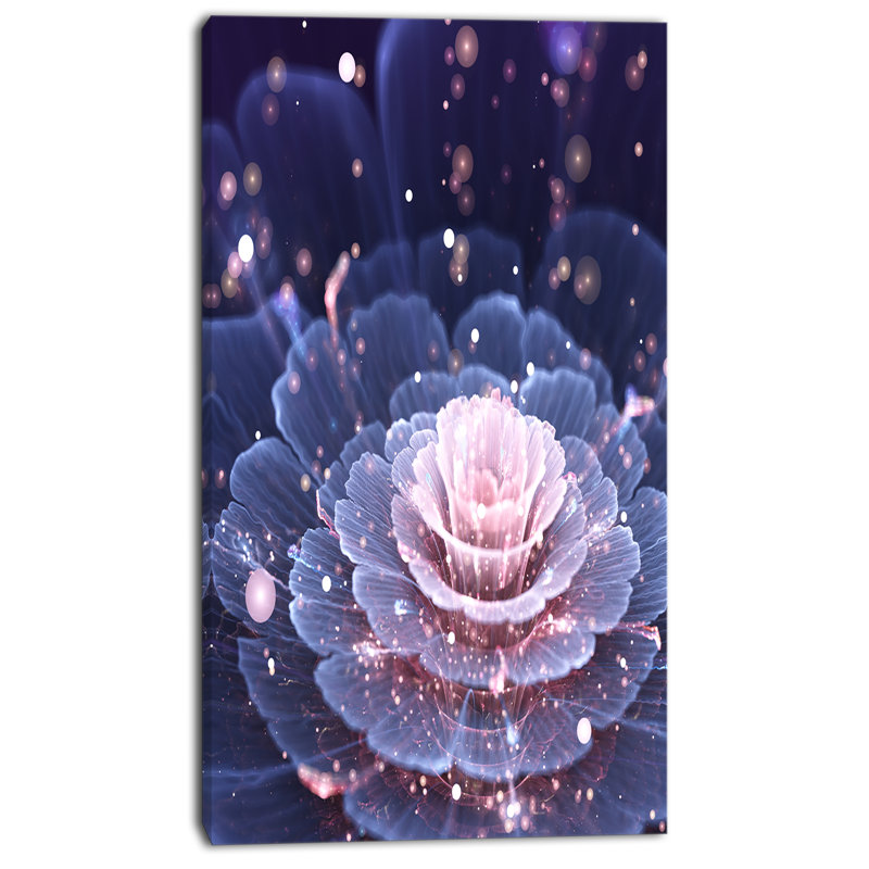 « fractal fleur », impression sur toile tendue en rose/gris, H 32 po x l 16 po x P 1 po