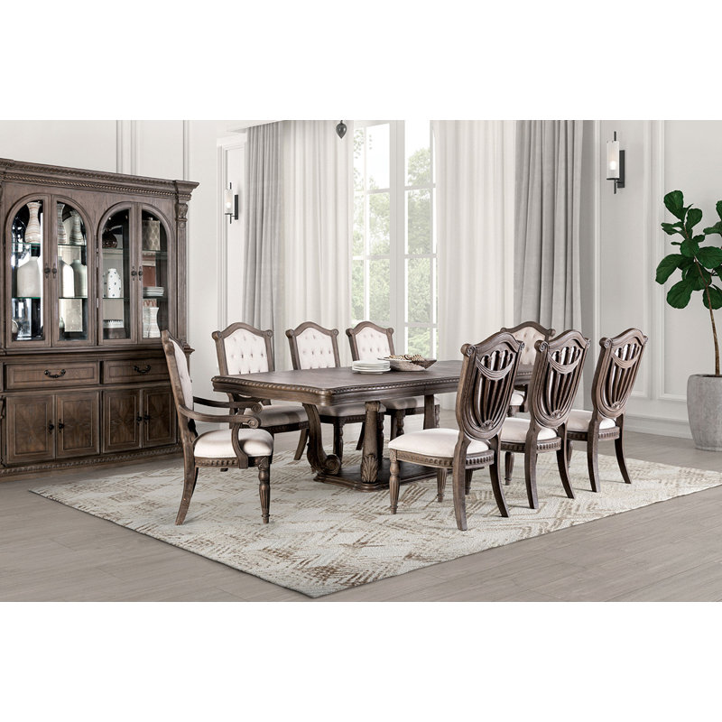 107.6" W Rustic Dining Table, Weathered Oak