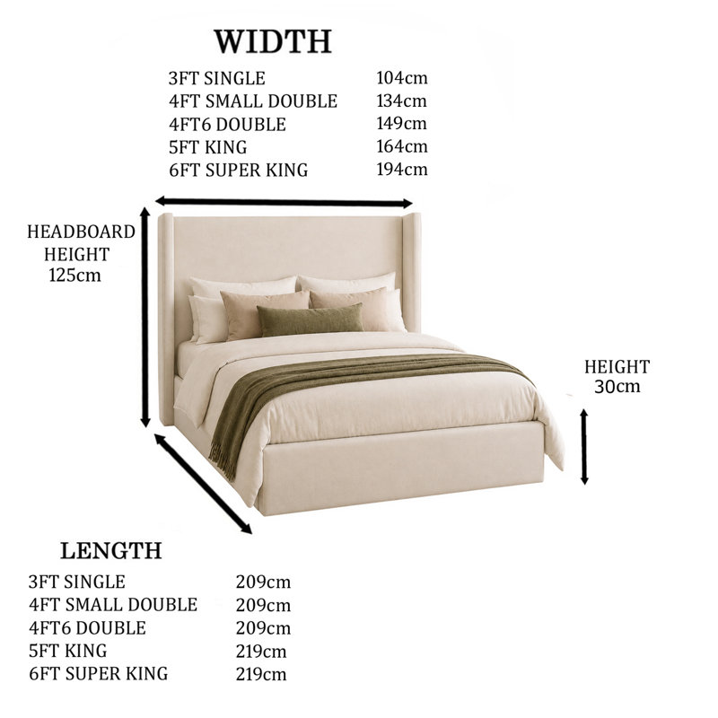 Bed, Cream, Small Double (4')