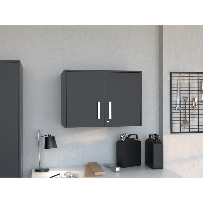Armoire de rangement - armoire murale, trois tablettes intérieures, porte double