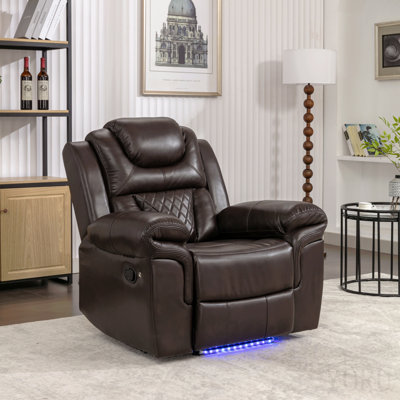 Fauteuil inclinable manuel de cinéma maison avec bande lumineuse DEL pour salon, chambre à coucher, brun