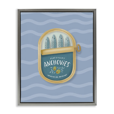 Canned Anchovies on Waves Floating Frame, design by Sandra Picco
