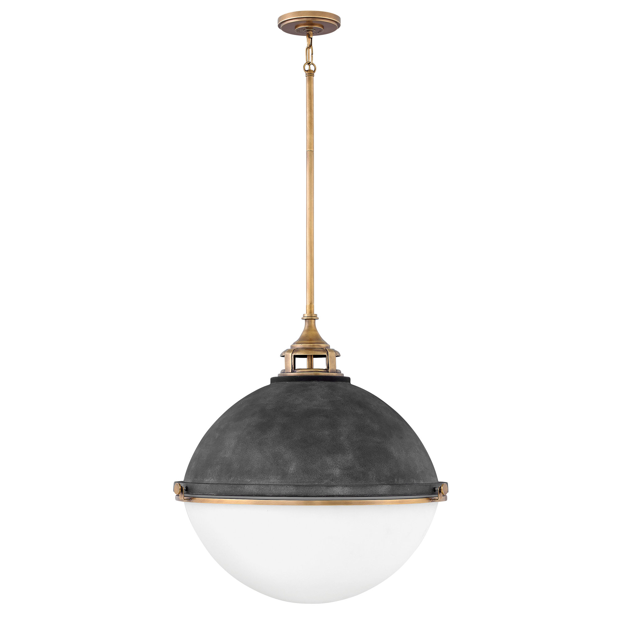 3 - Light Metal Dimmable Globe Chandelier, Aged Zinc