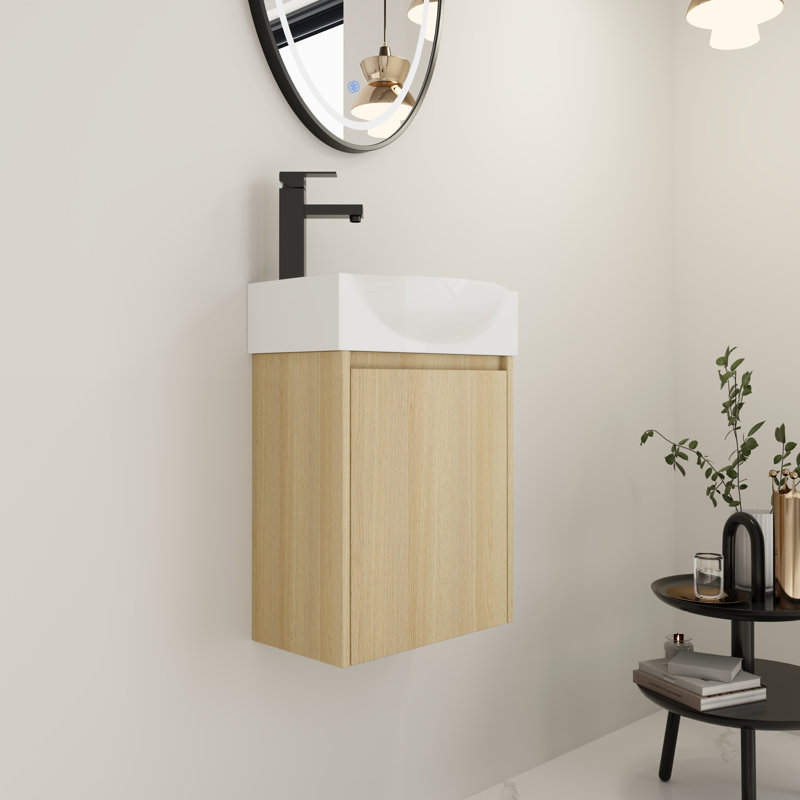 Ensemble de meuble-lavabo de style chalet 16 "avec lavabo en céramique, Naturel