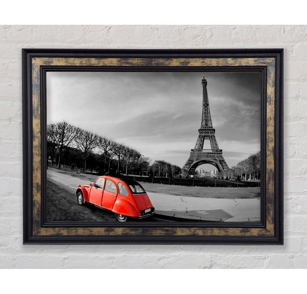 Rotes Auto-Eiffelturm Paris - Druck