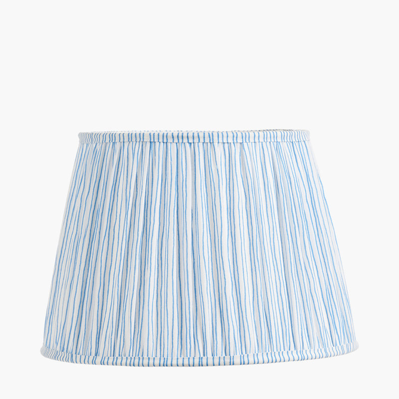 Pleated Cotton Lamp Shade, Blue, 22cm H x 30cm W x 30cm D