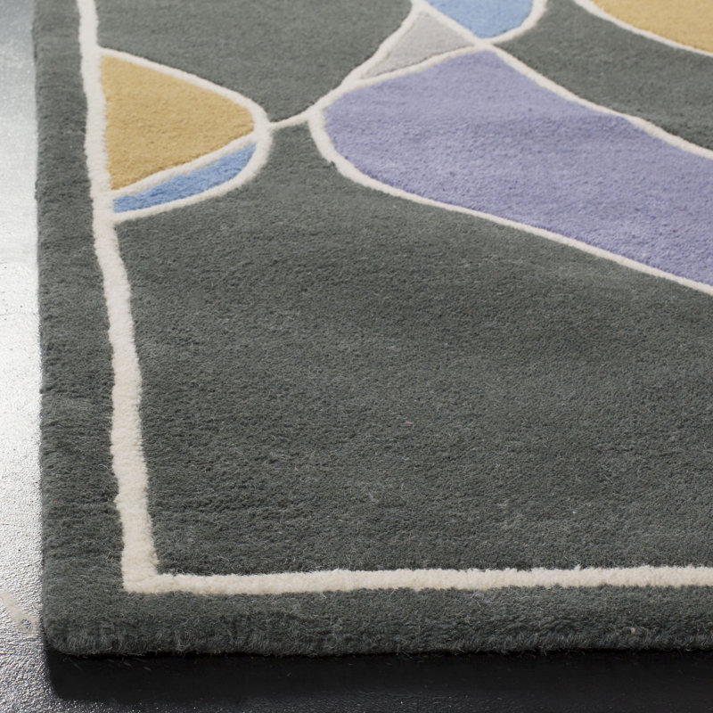 Amier Soho Hand Tufted Wool And Viscose Abstract Rug, Square 6'