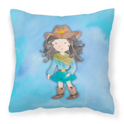 Coussin décoratif intérieur/extérieur aquarelle cowgirl