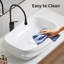 Lavabo vasque rectangulaire moderne en céramique - Design en relief texturé de 23,6 po x 16,9 po, sans trou de robinet, drain N0 du lavabo de salle de bain brillant (hauteur de 5,3 po)