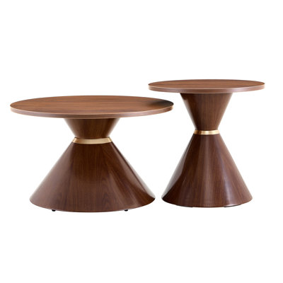 Ensemble de 2 tables basses gigognes rondes avec bases en sablier