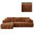 Classic Boneless L-shaped Chenille Fabric Upholstered 3-Seater Sectional Sofa with Two Pillows-735273538-735273541