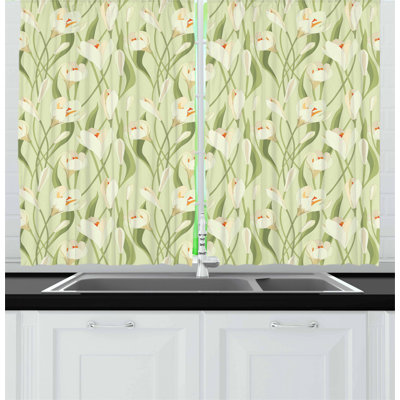 Floral Tailored Kitchen Curtain